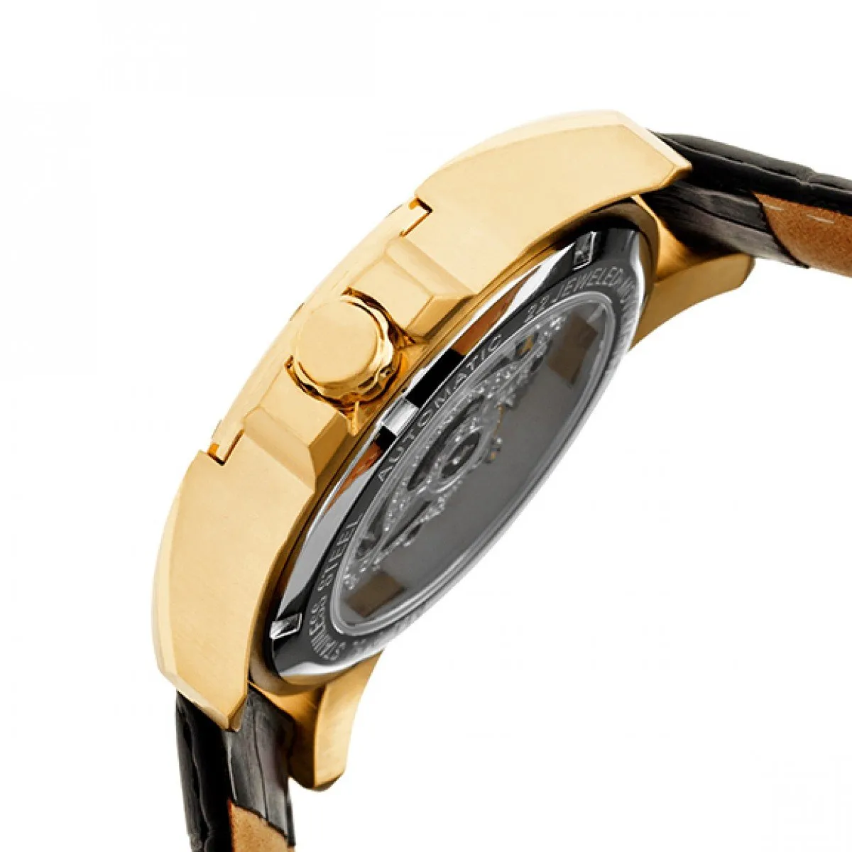 Heritor Automatic Armstrong Skeleton Leather-Band Watch