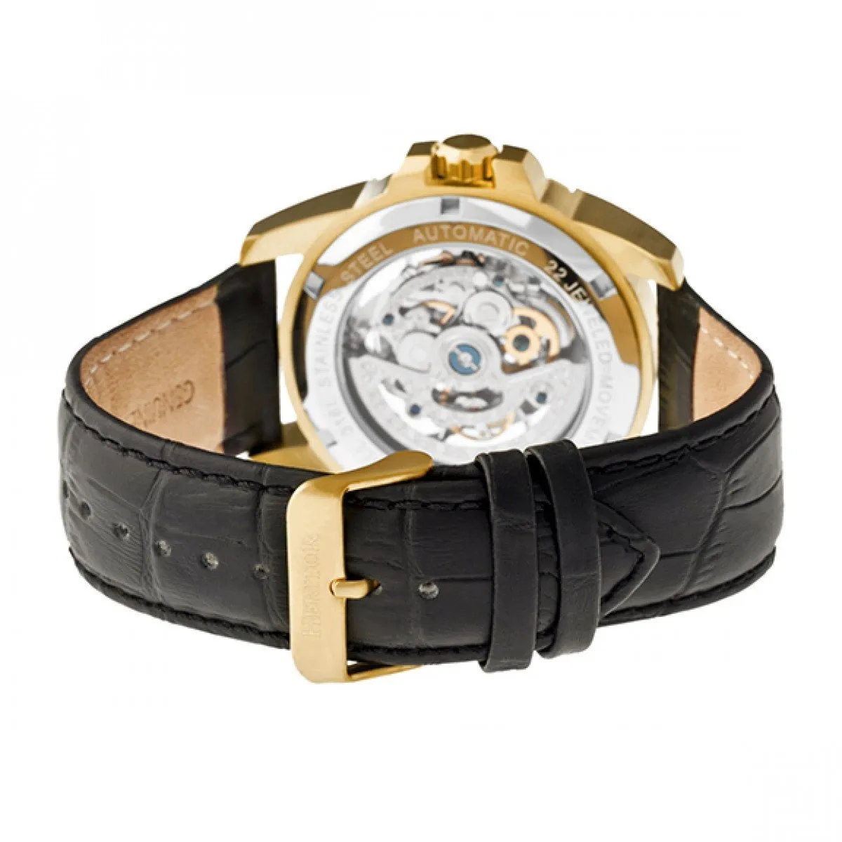 Heritor Automatic Armstrong Skeleton Leather-Band Watch