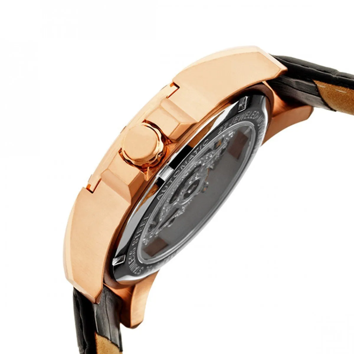 Heritor Automatic Armstrong Skeleton Leather-Band Watch