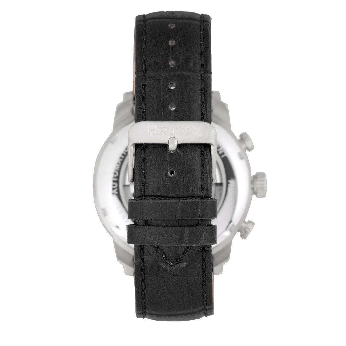 Heritor Automatic Arthur Semi-Skeleton Leather-Band Watch w/ Day/Date