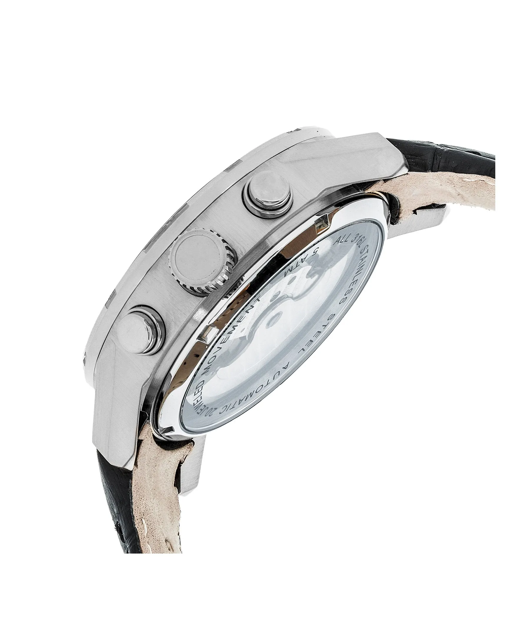 Heritor Automatic Hannibal Semi-Skeleton Leather-Band Watch