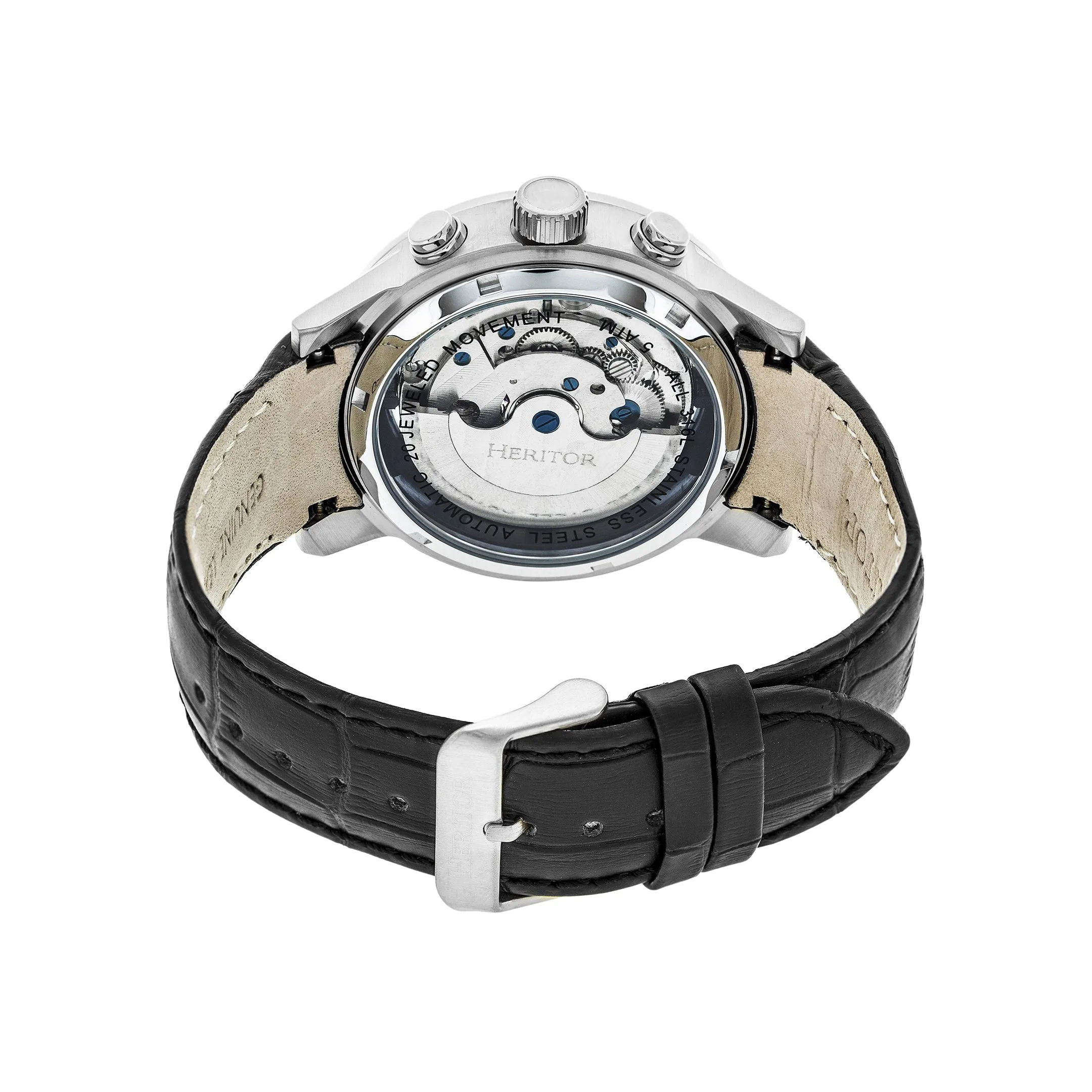 Heritor Automatic Hannibal Semi-Skeleton Leather-Band Watch