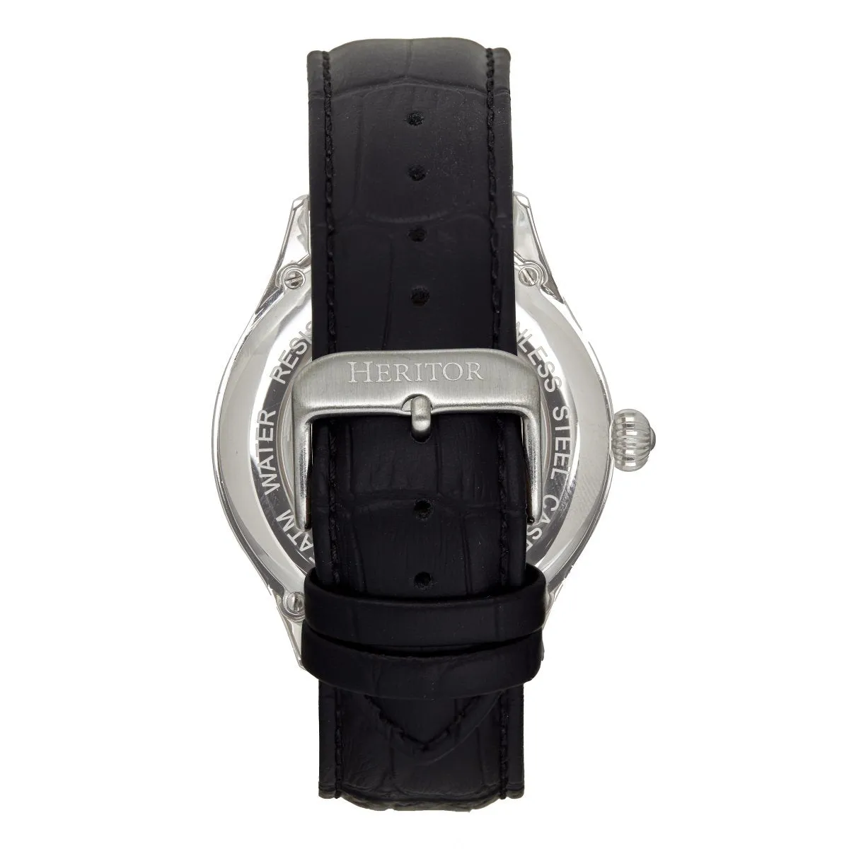 Heritor Automatic Hayward Semi-Skeleton Leather-Band Watch