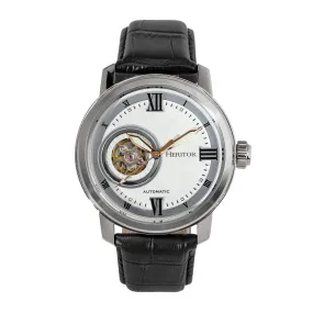 Heritor Automatic Maxim Semi-Skeleton Leather-Band Watch