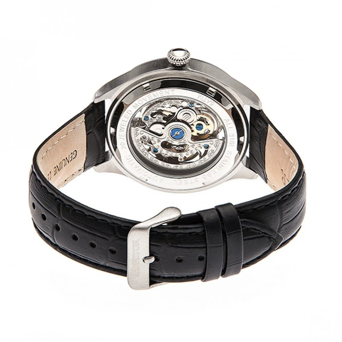 Heritor Automatic Odysseus Leather-Band Skeleton Watch