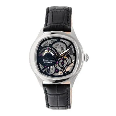 Heritor Automatic Odysseus Leather-Band Skeleton Watch