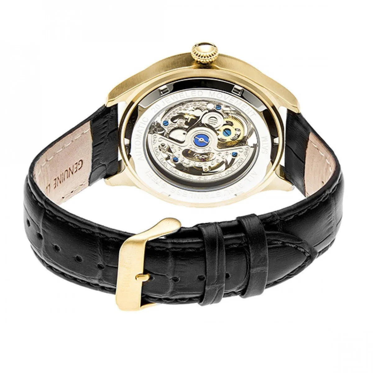 Heritor Automatic Odysseus Leather-Band Skeleton Watch