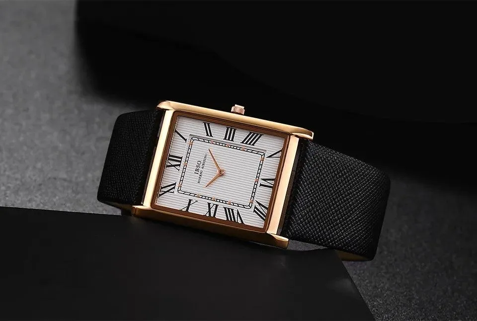 IBSO Ultra-Thin Rectangle Dial Men's Quartz Luxury Watches