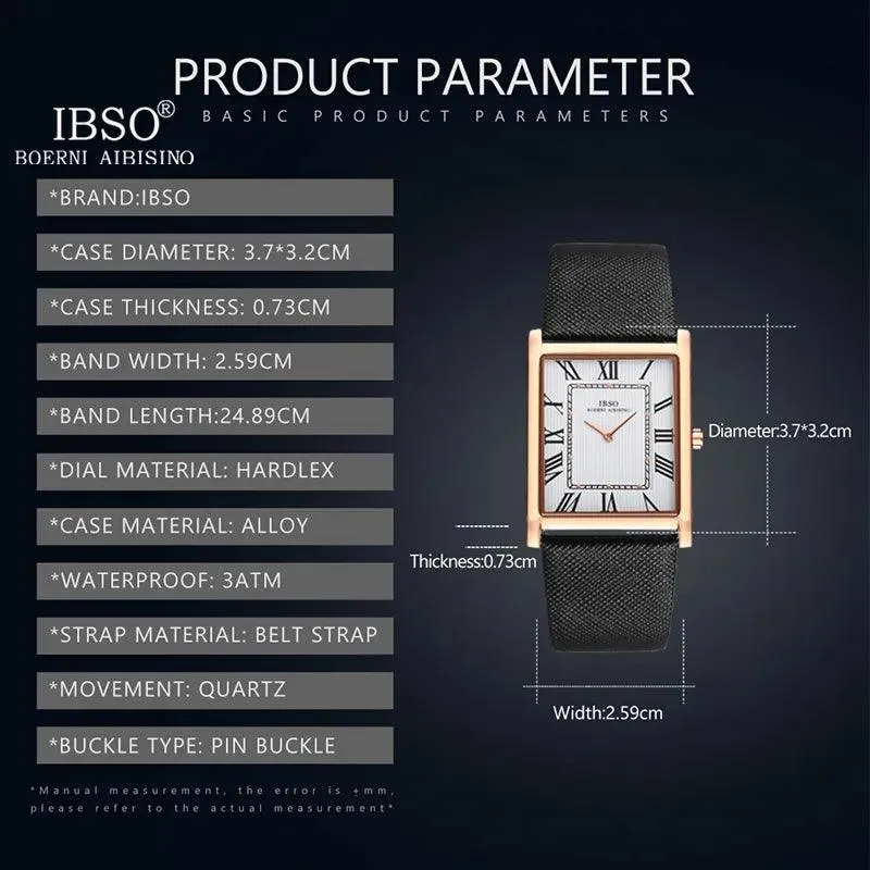 IBSO Ultra-Thin Rectangle Dial Men's Quartz Luxury Watches