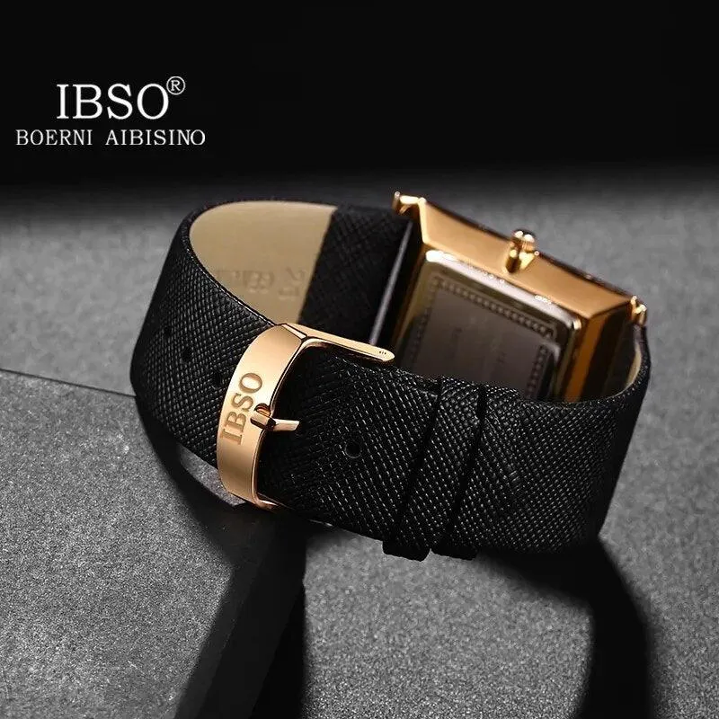 IBSO Ultra-Thin Rectangle Dial Men's Quartz Luxury Watches