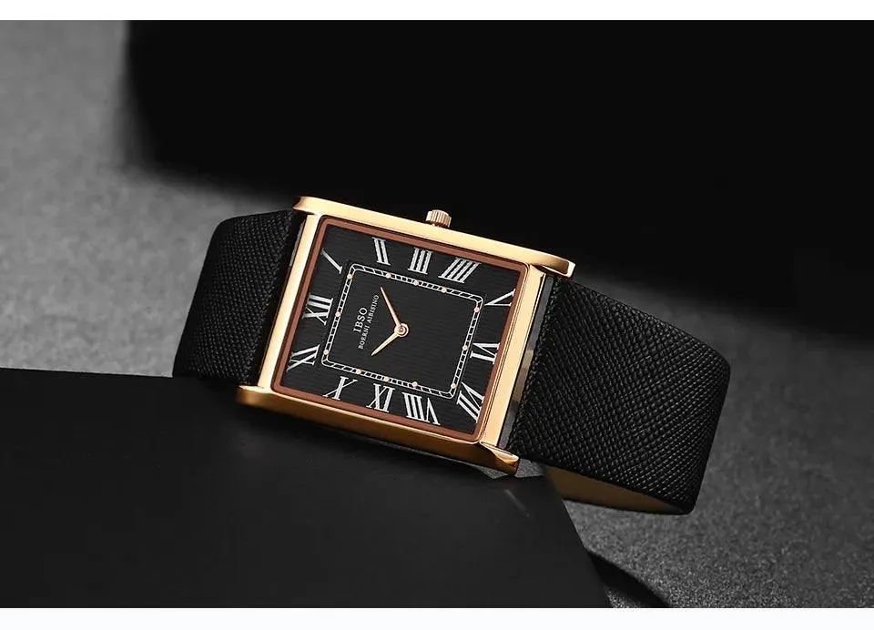 IBSO Ultra-Thin Rectangle Dial Men's Quartz Luxury Watches