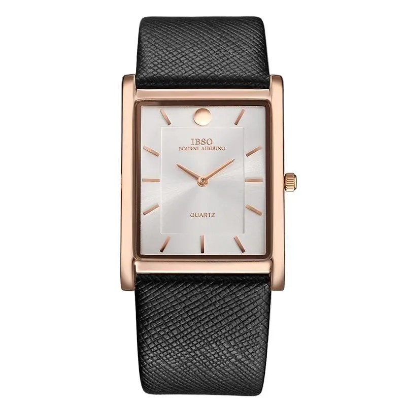 IBSO Ultra-Thin Rectangle Dial Men's Quartz Luxury Watches