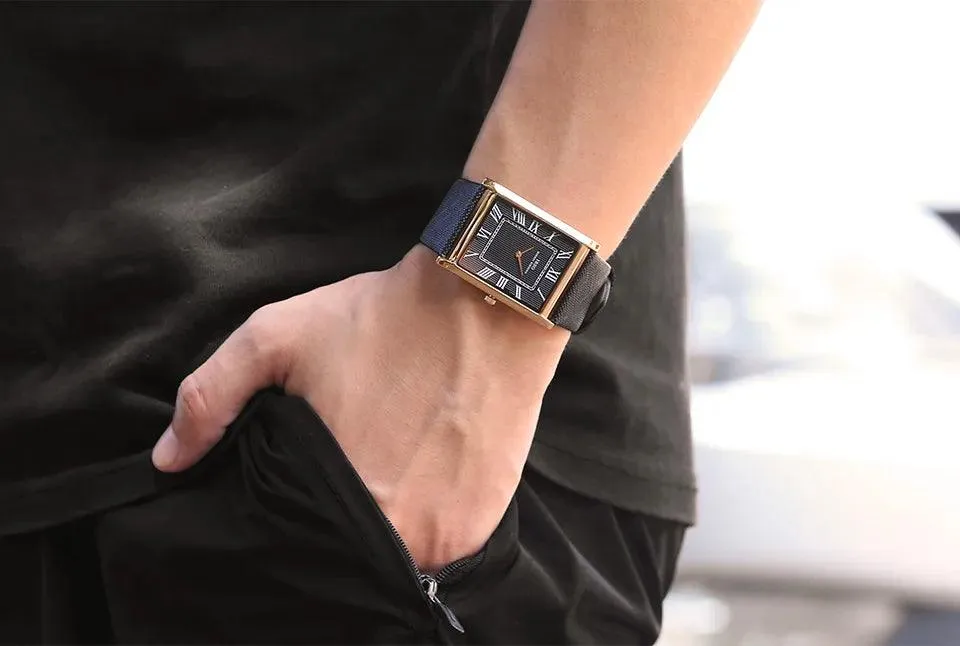 IBSO Ultra-Thin Rectangle Dial Men's Quartz Luxury Watches