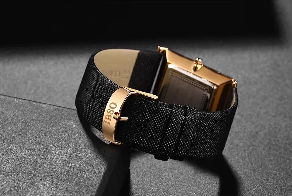 IBSO Ultra-Thin Rectangle Dial Men's Quartz Luxury Watches