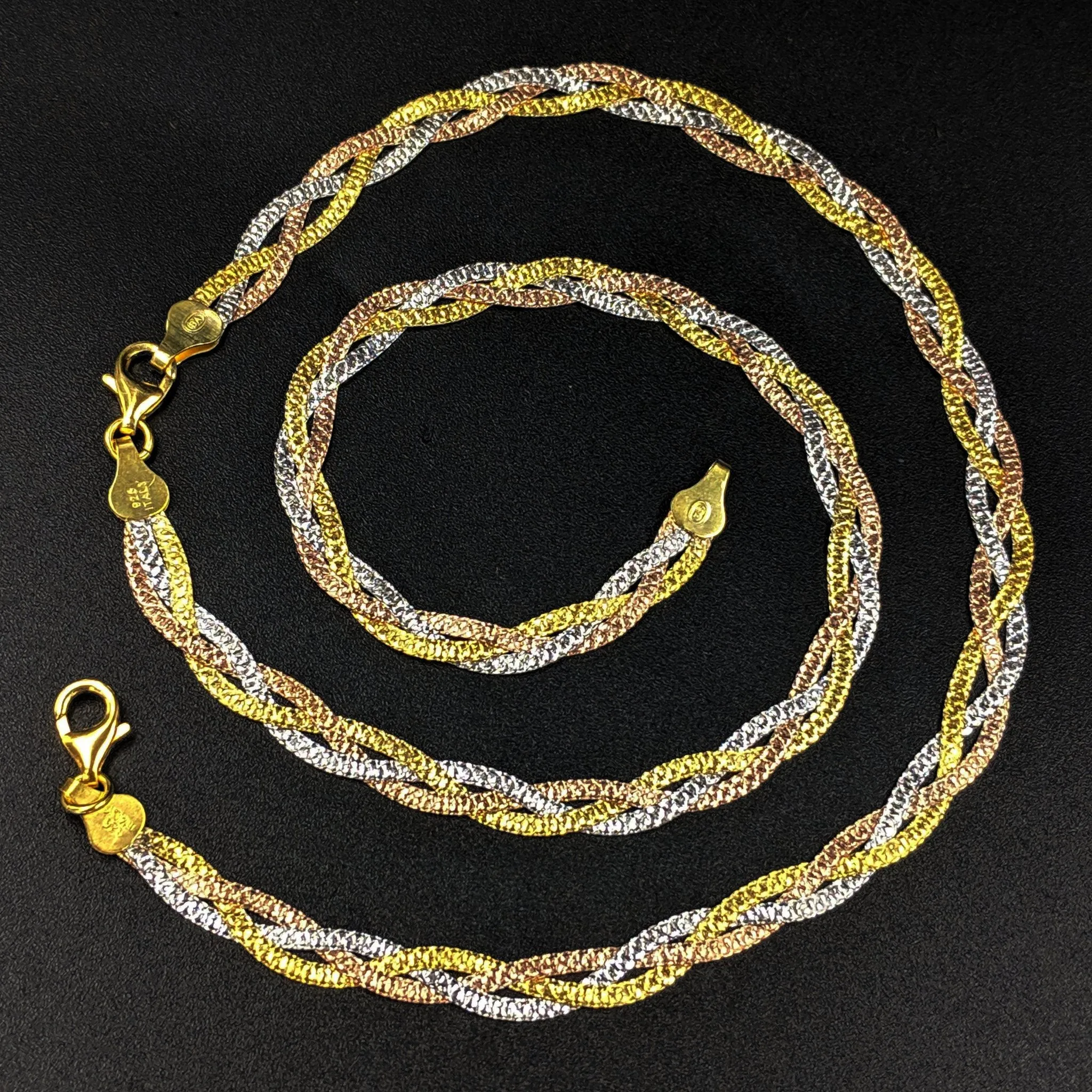 Italian Pleat Anklets - Rose Gold Silver