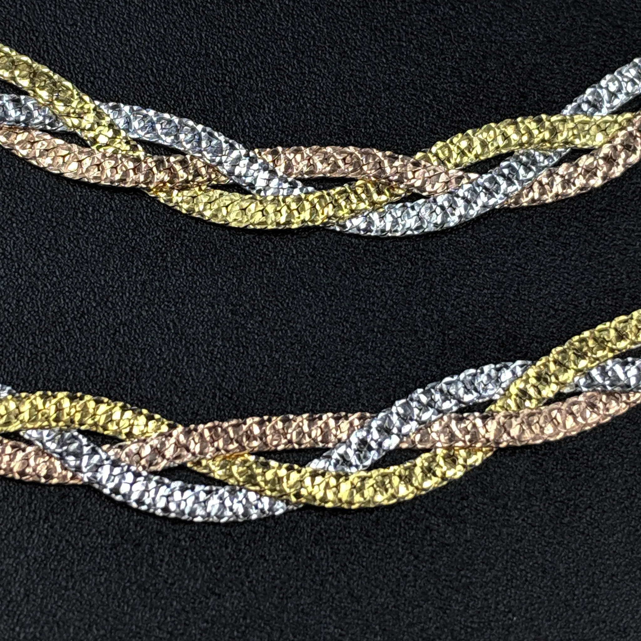 Italian Pleat Anklets - Rose Gold Silver