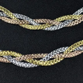 Italian Pleat Anklets - Rose Gold Silver