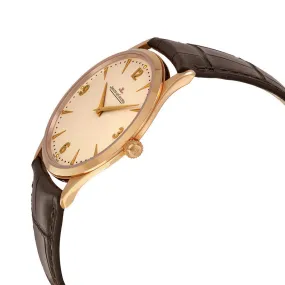 Jaeger LeCoultre Master Ultra Thin Off White Dial 18kt Rose Gold Brown Leather Men's Watch Q1342420
