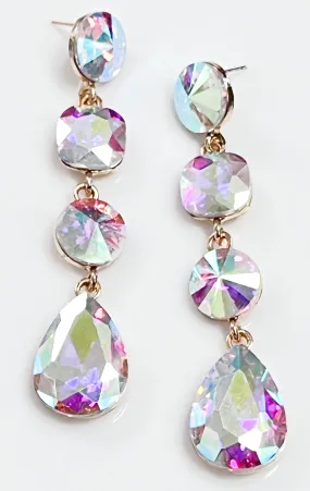 Jenna - AB Rhinestone Tiered Drop Earrings