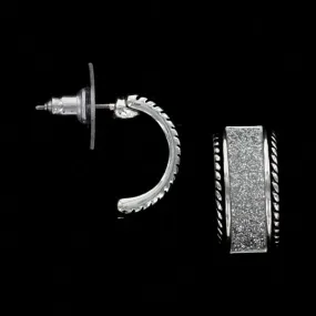 Ladies Silver Glitter Half Hoop Earrings