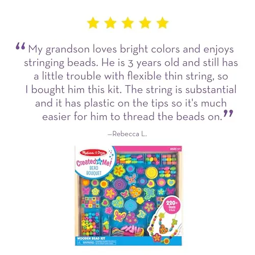 Melissa & Doug Created by Me! Bead Bouquet Deluxe Wooden Bead Set With 220  Beads for Jewelry-Making, for 4  years