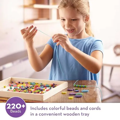 Melissa & Doug Created by Me! Bead Bouquet Deluxe Wooden Bead Set With 220  Beads for Jewelry-Making, for 4  years