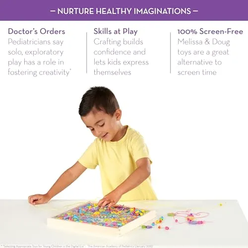 Melissa & Doug Created by Me! Bead Bouquet Deluxe Wooden Bead Set With 220  Beads for Jewelry-Making, for 4  years