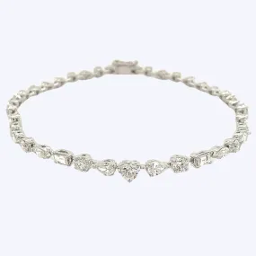 Mixed Shape Lab-Grown Diamond Tennis Bracelet with Hearts