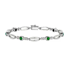 Modern Emerald and Diamond Bracelet