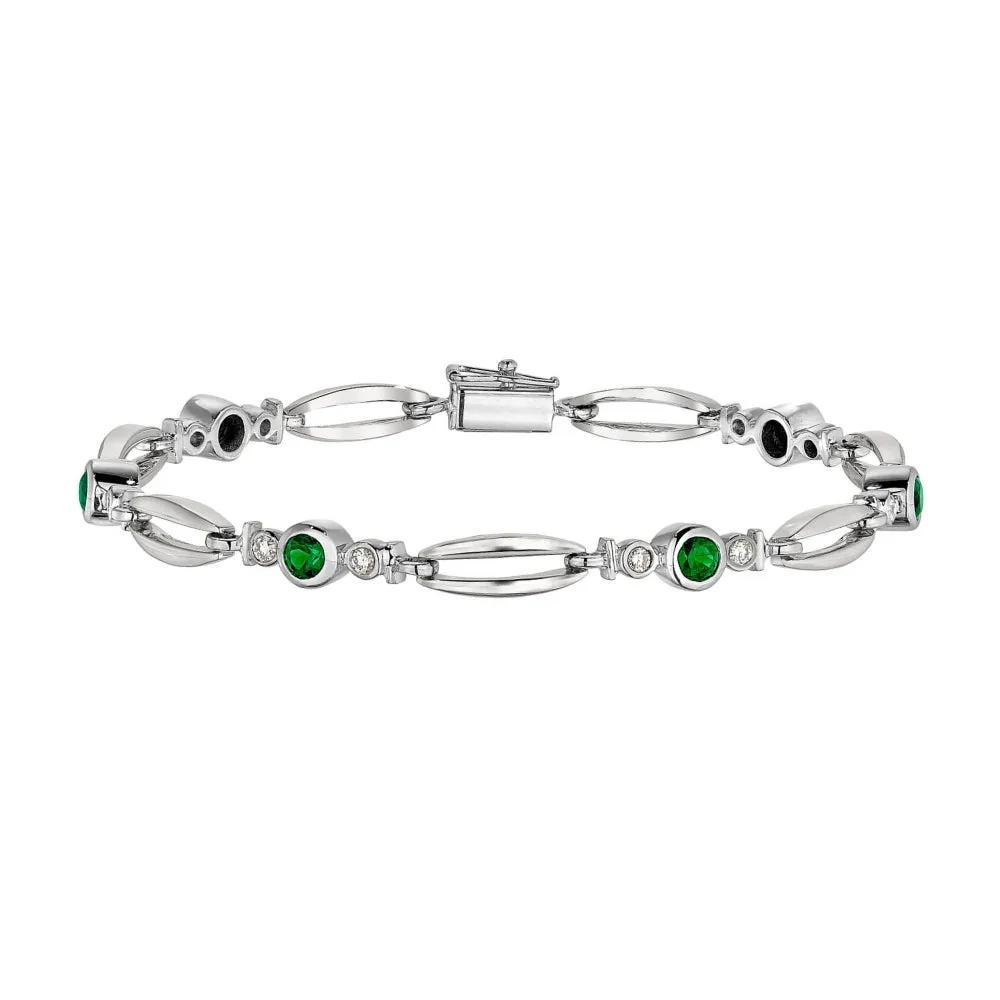 Modern Emerald and Diamond Bracelet