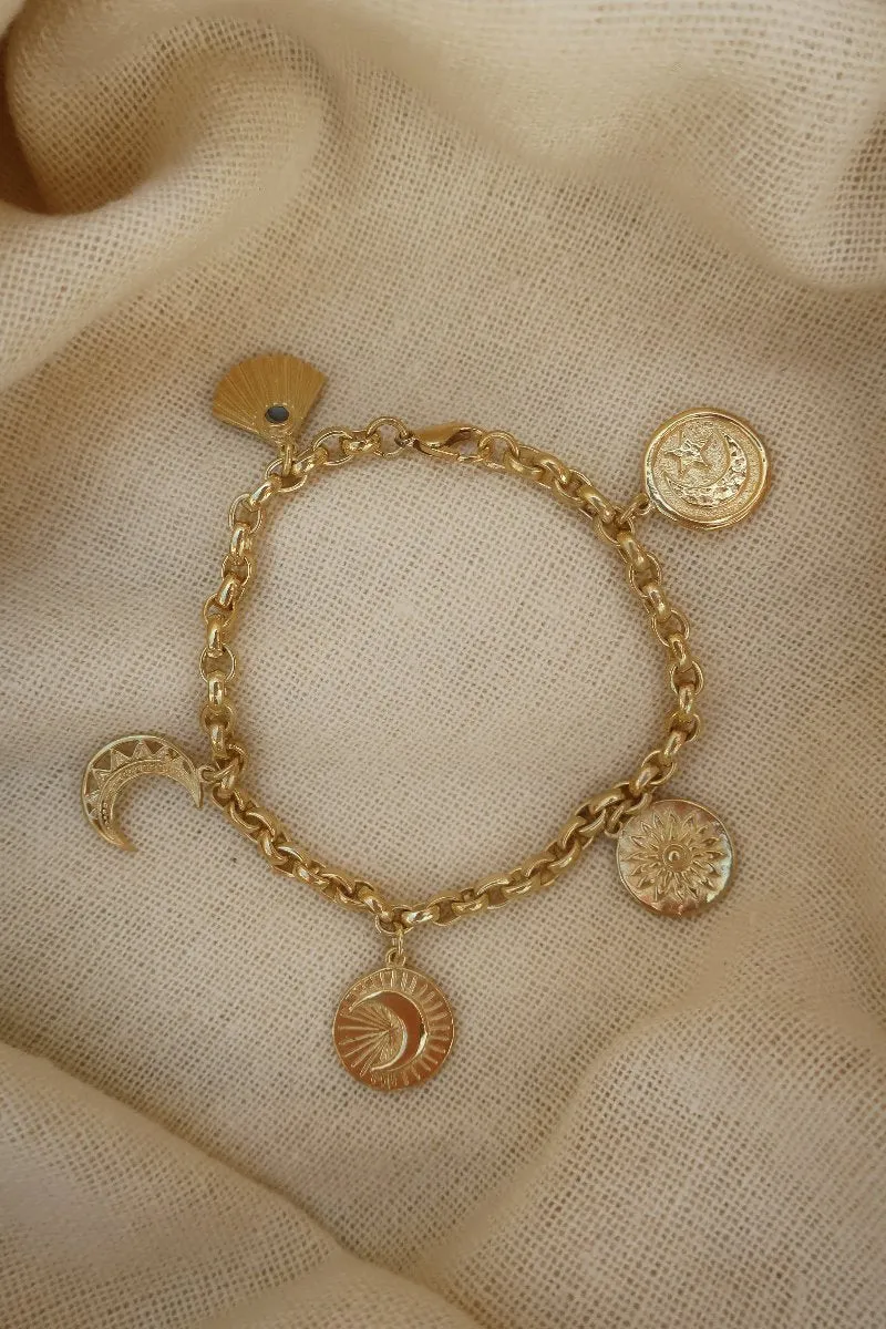 Moon Gazer Gold Charm Bracelet