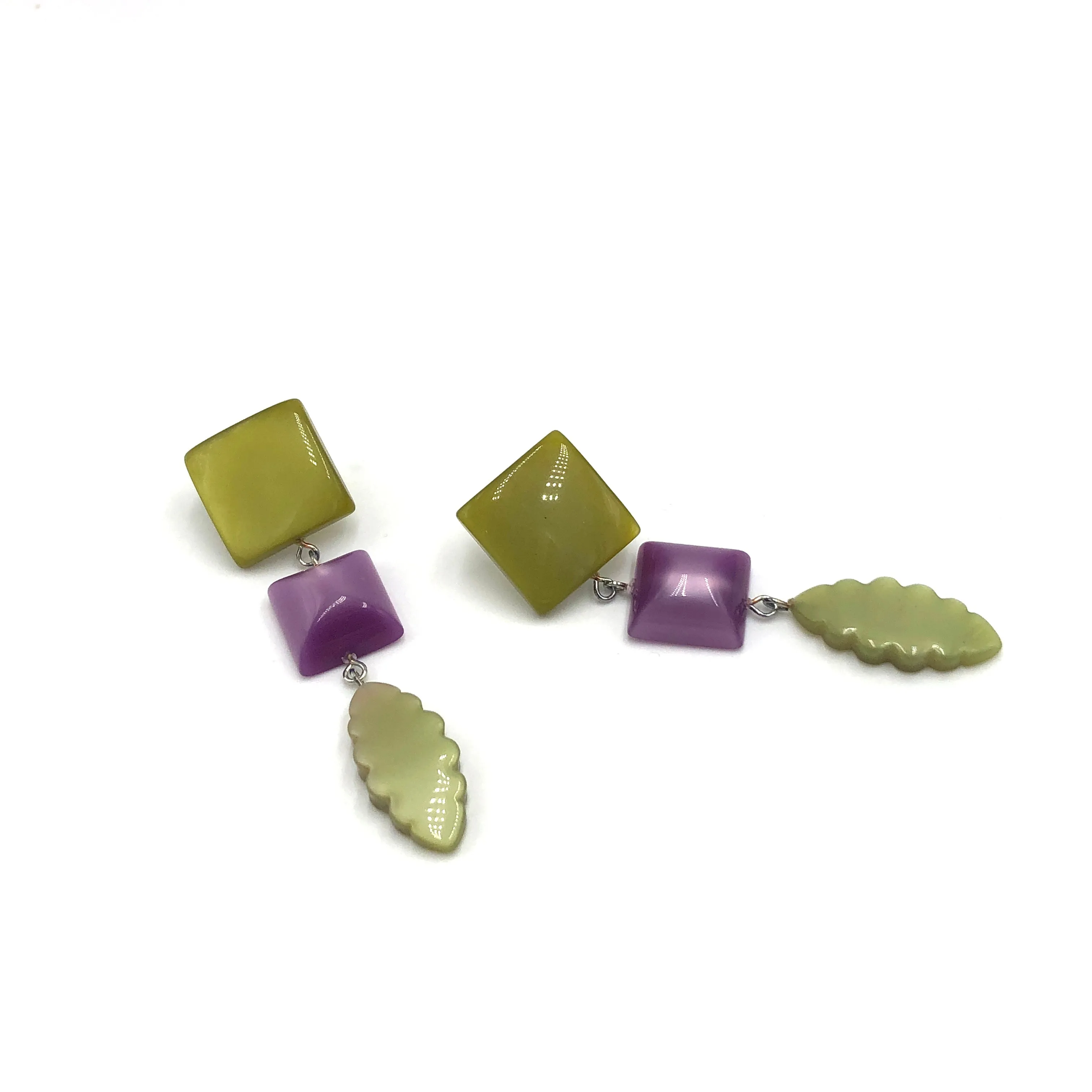 Moss & Lilac Ivy Leaf Statement Drop Earrings *
