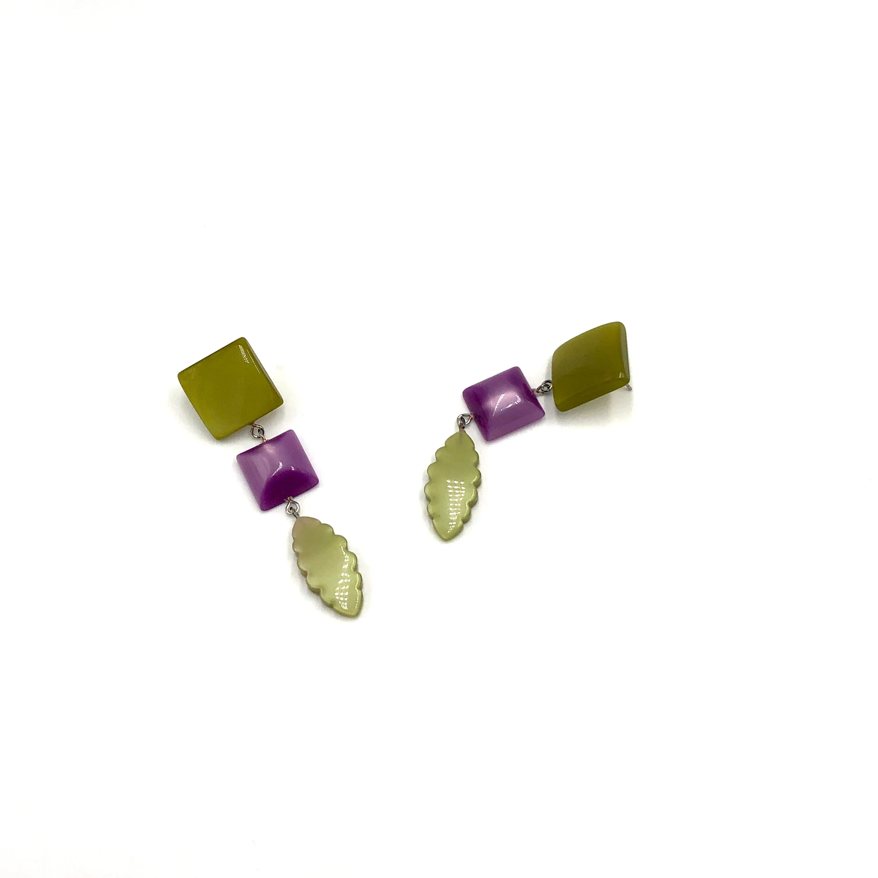 Moss & Lilac Ivy Leaf Statement Drop Earrings *