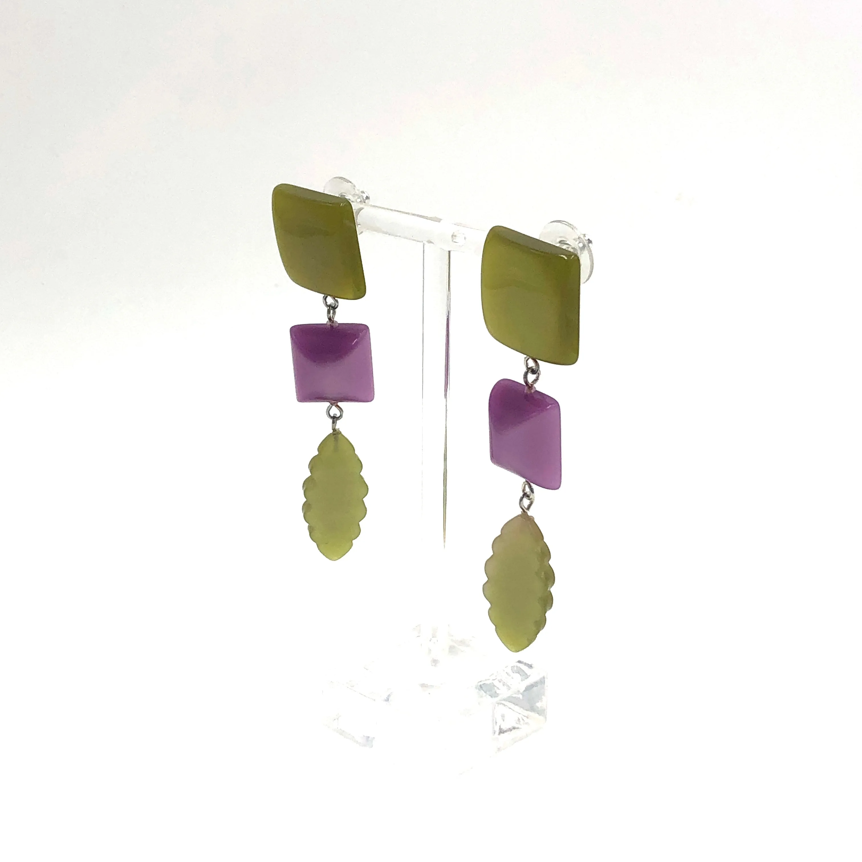Moss & Lilac Ivy Leaf Statement Drop Earrings *