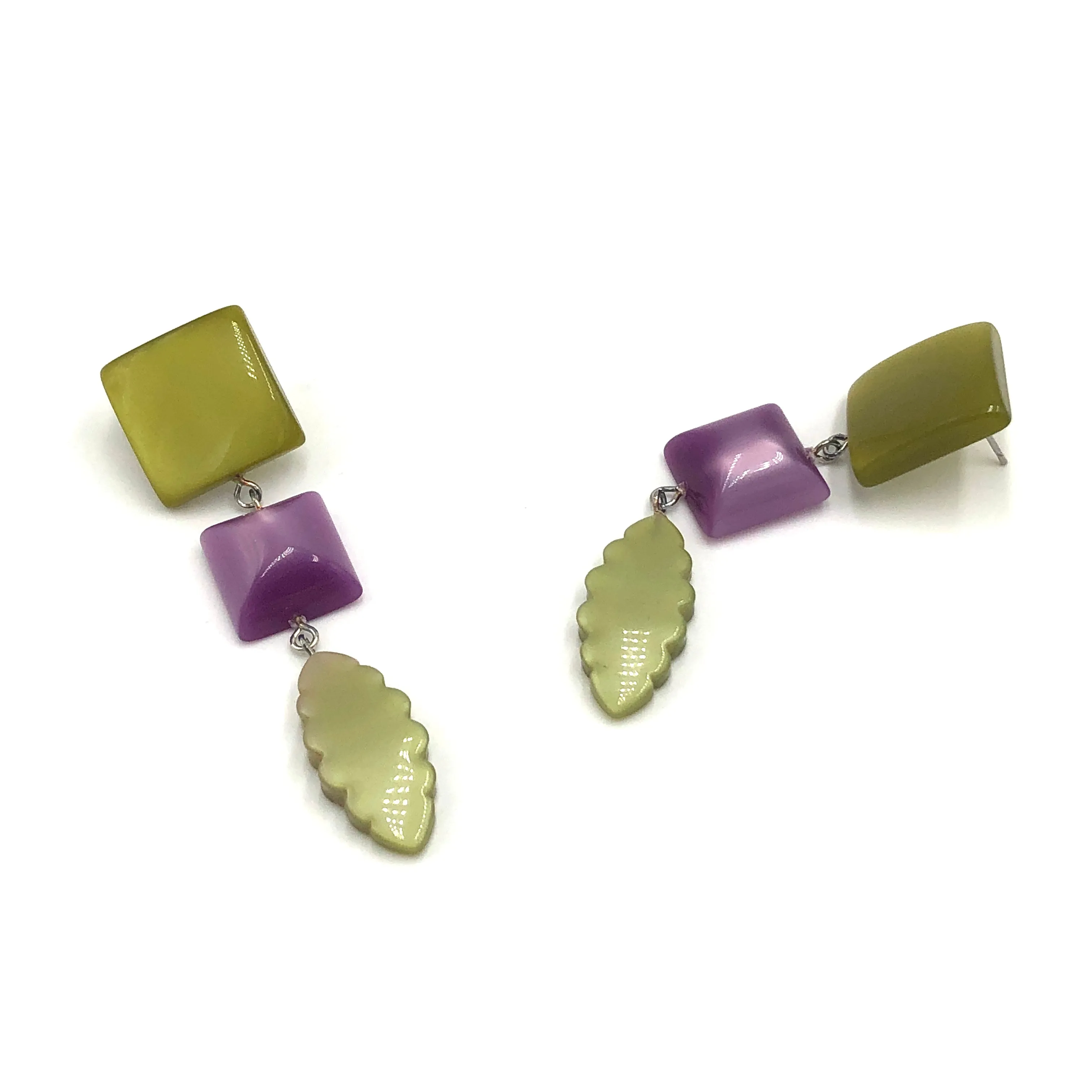 Moss & Lilac Ivy Leaf Statement Drop Earrings *