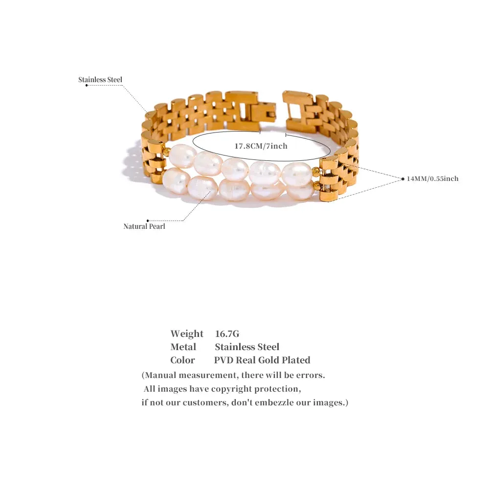 Natural Pearls Cuban Chain Bracelet
