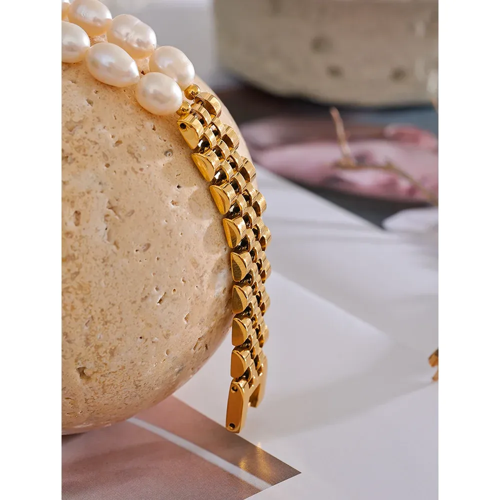 Natural Pearls Cuban Chain Bracelet