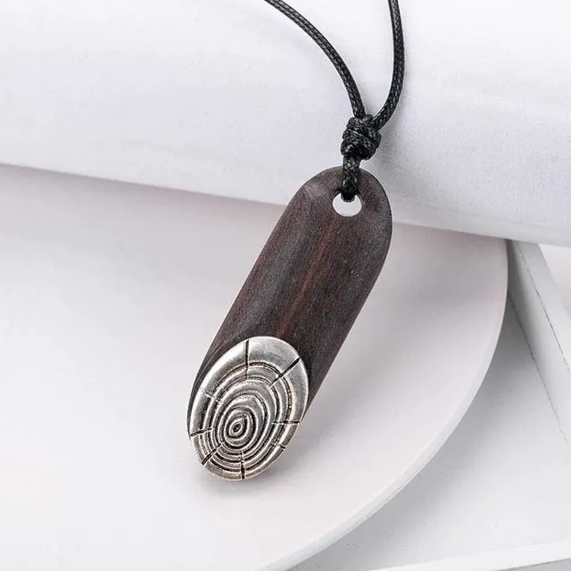 Natural-Wood Handcrafted Pendant Necklace Mens Womens| Meditation Healing Wood Jewelry (13 Styles)