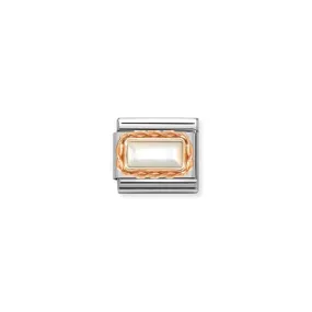 Nomination Composable Link Rope, White Mother Of Pearl Stone, 9K Rose Gold