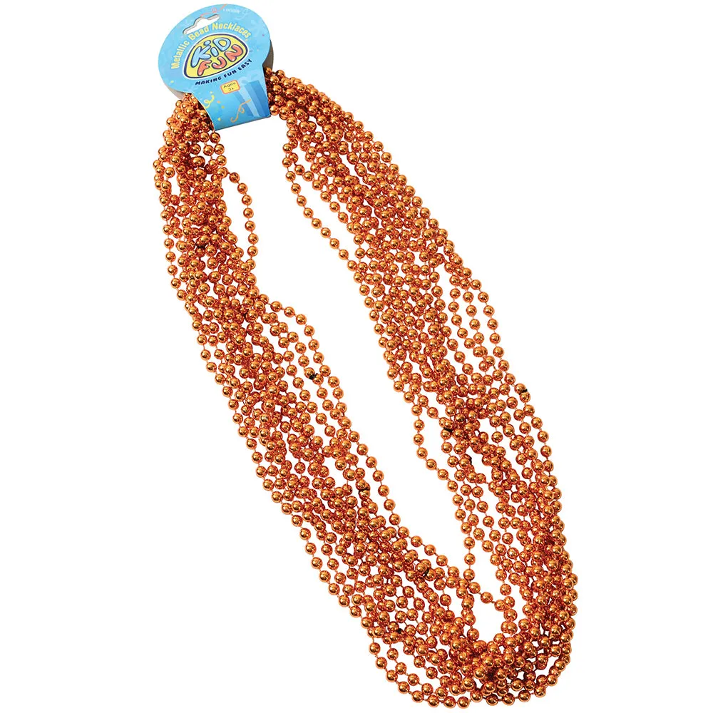 Orange Metallic Bead Necklaces (12 Per Package)