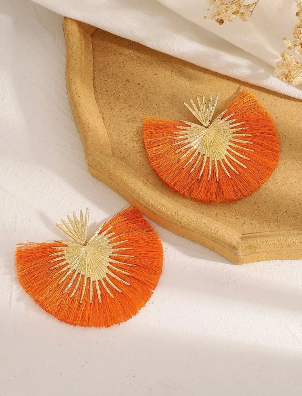 Orange Tassel Earrings