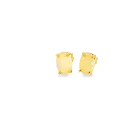 Pair of Gold plated silver 7x5mm White Opal studs
