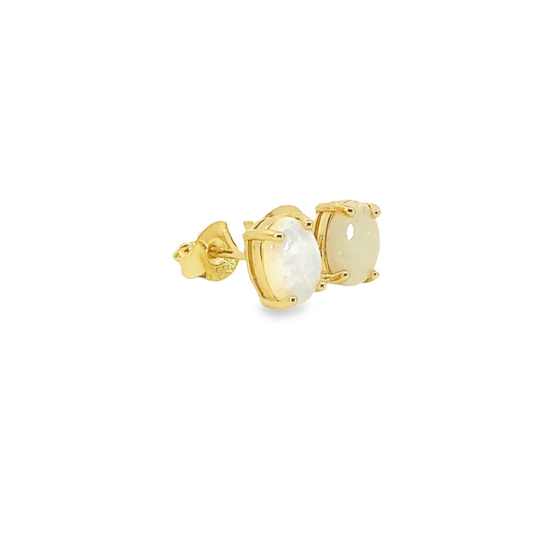 Pair of Gold plated silver 7x5mm White Opal studs