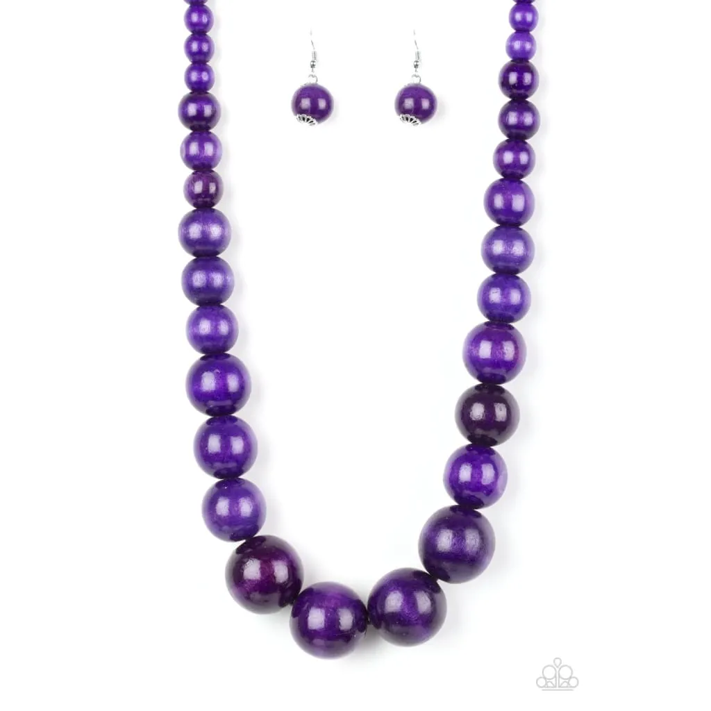 Paparazzi Effortlessly Everglades - Purple Wooden Necklace