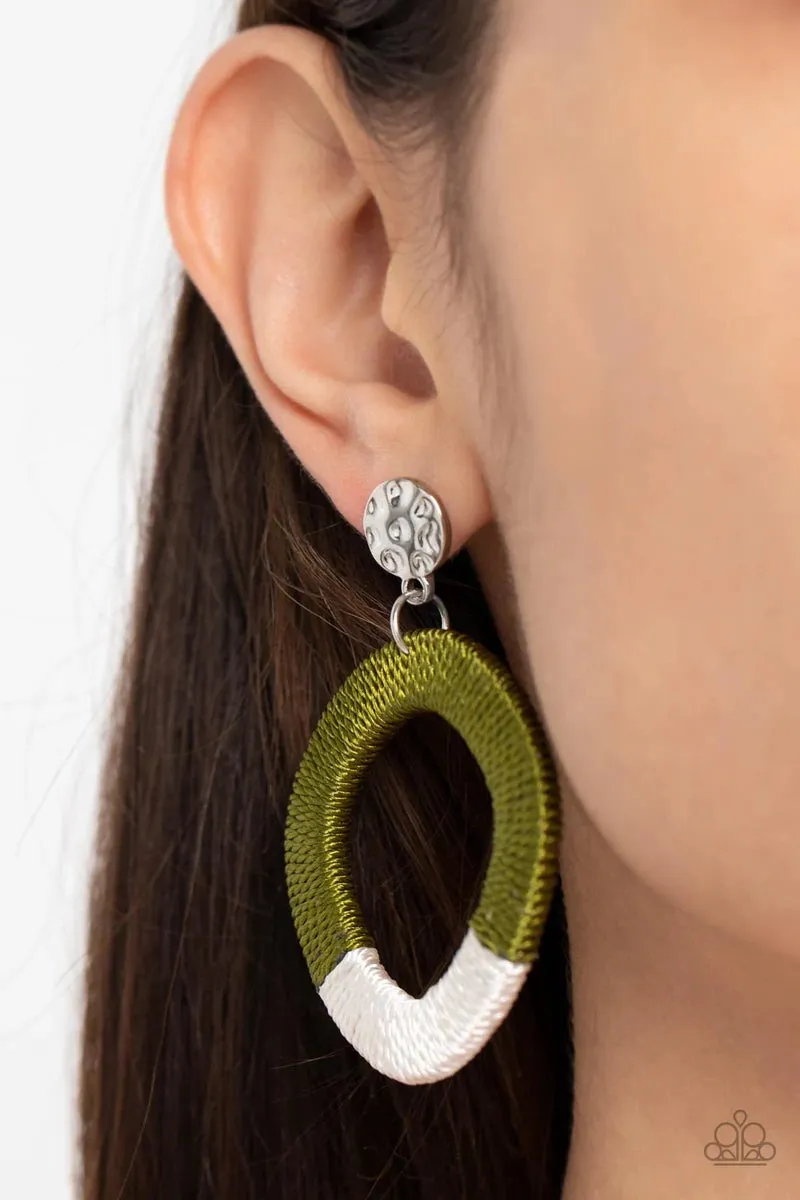 Paparazzi Thats a WRAPAROUND -Green Earring