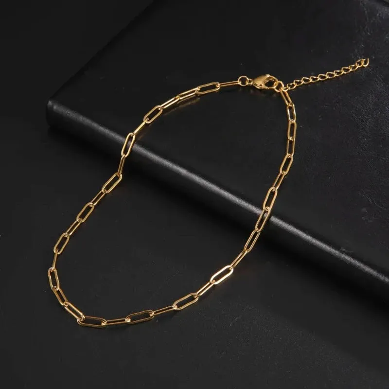 Paperclip Chain Choker Necklaces For Men Women Jewelry