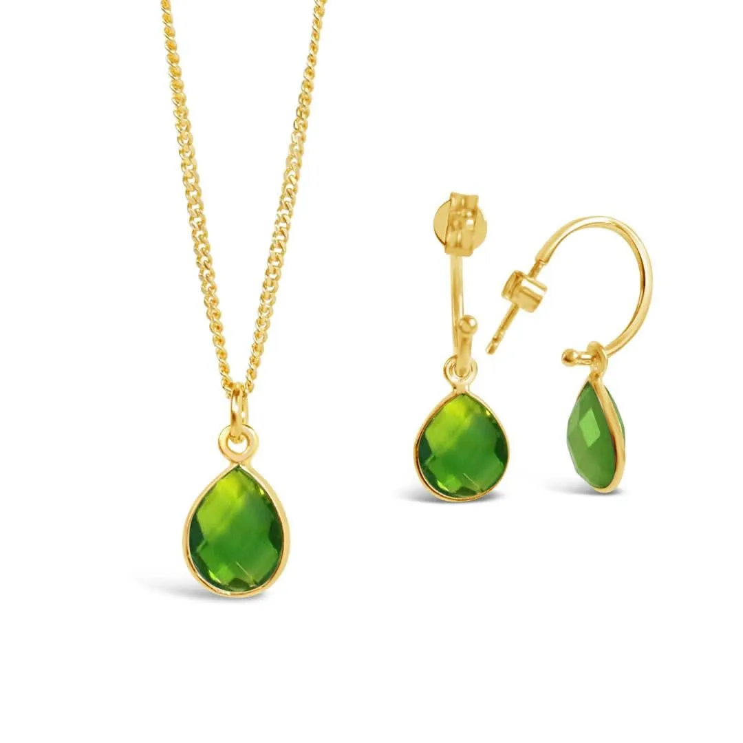 Peridot Charm Necklace Gold August's Birthstone