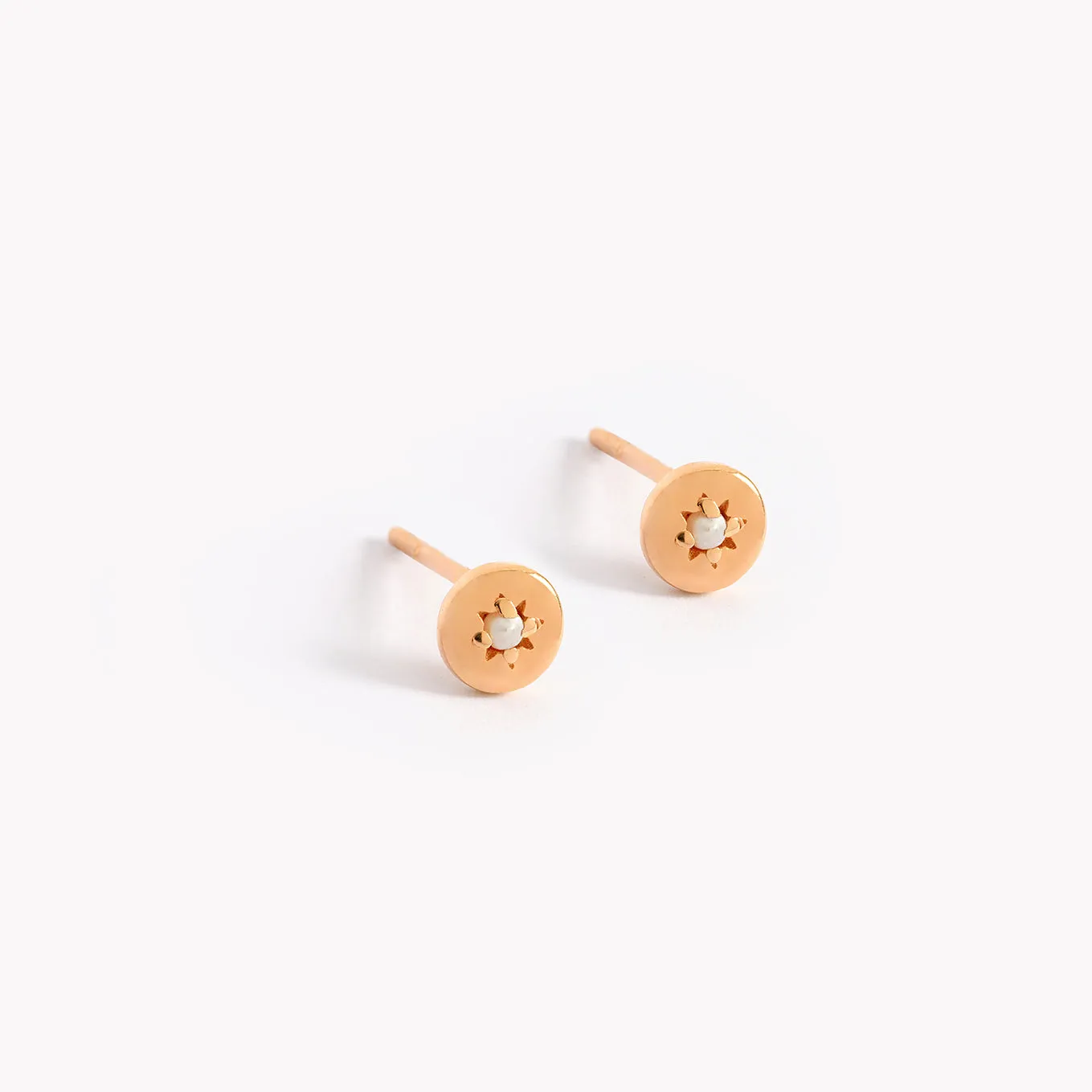 Petite Vintage Pearl Studs - Rose Gold