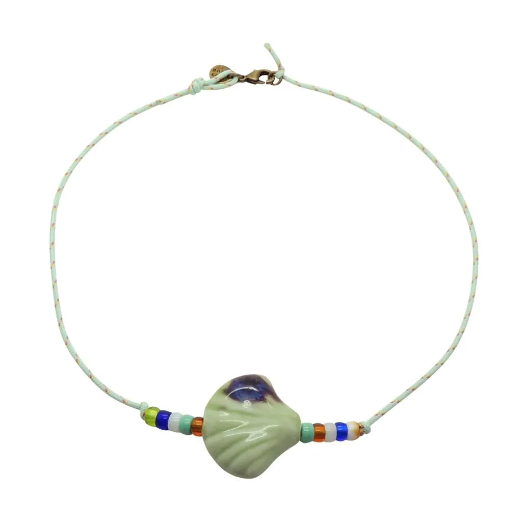 Porcelain Seashell Charm Nautical Cord Necklace