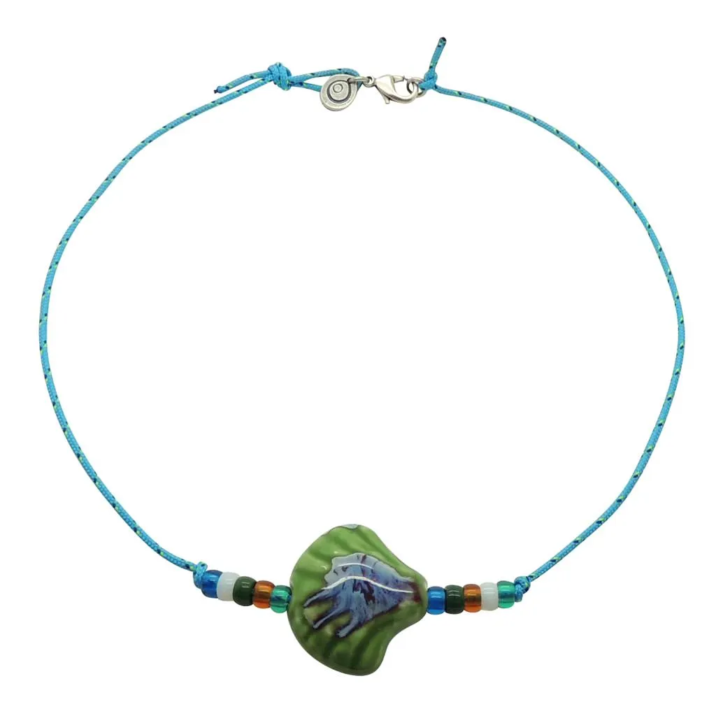 Porcelain Seashell Charm Nautical Cord Necklace